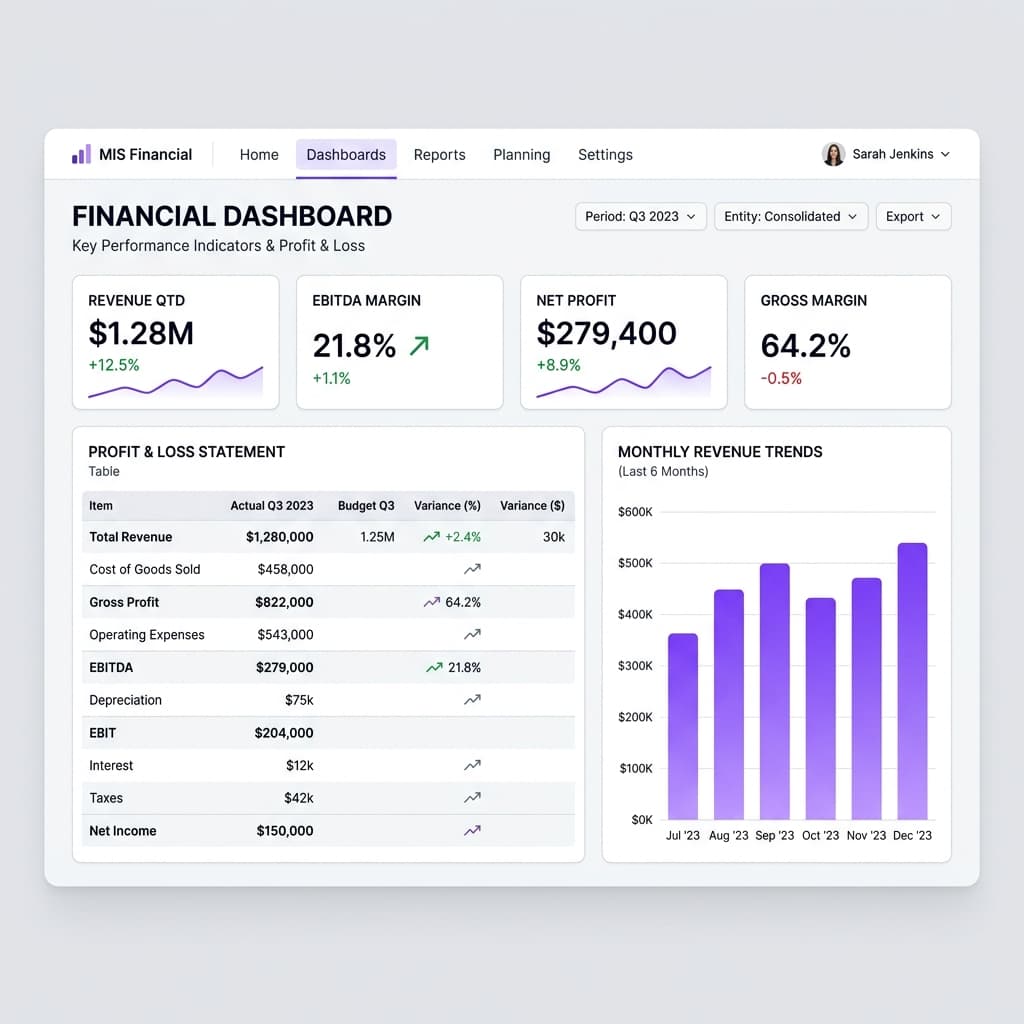 MIS Dashboard preview